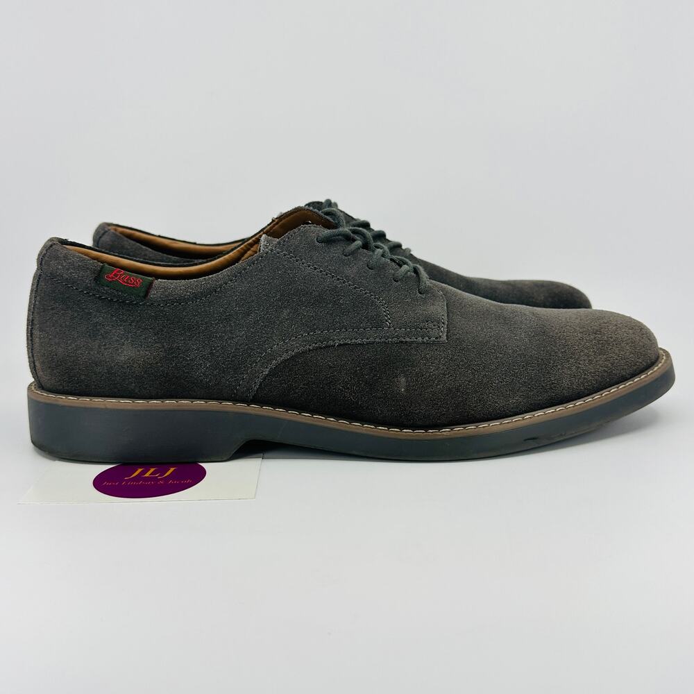 G.H. Bass Men's Pasadena Gray Suede Plain Toe Oxford Shoes Size 10 Wide Width
